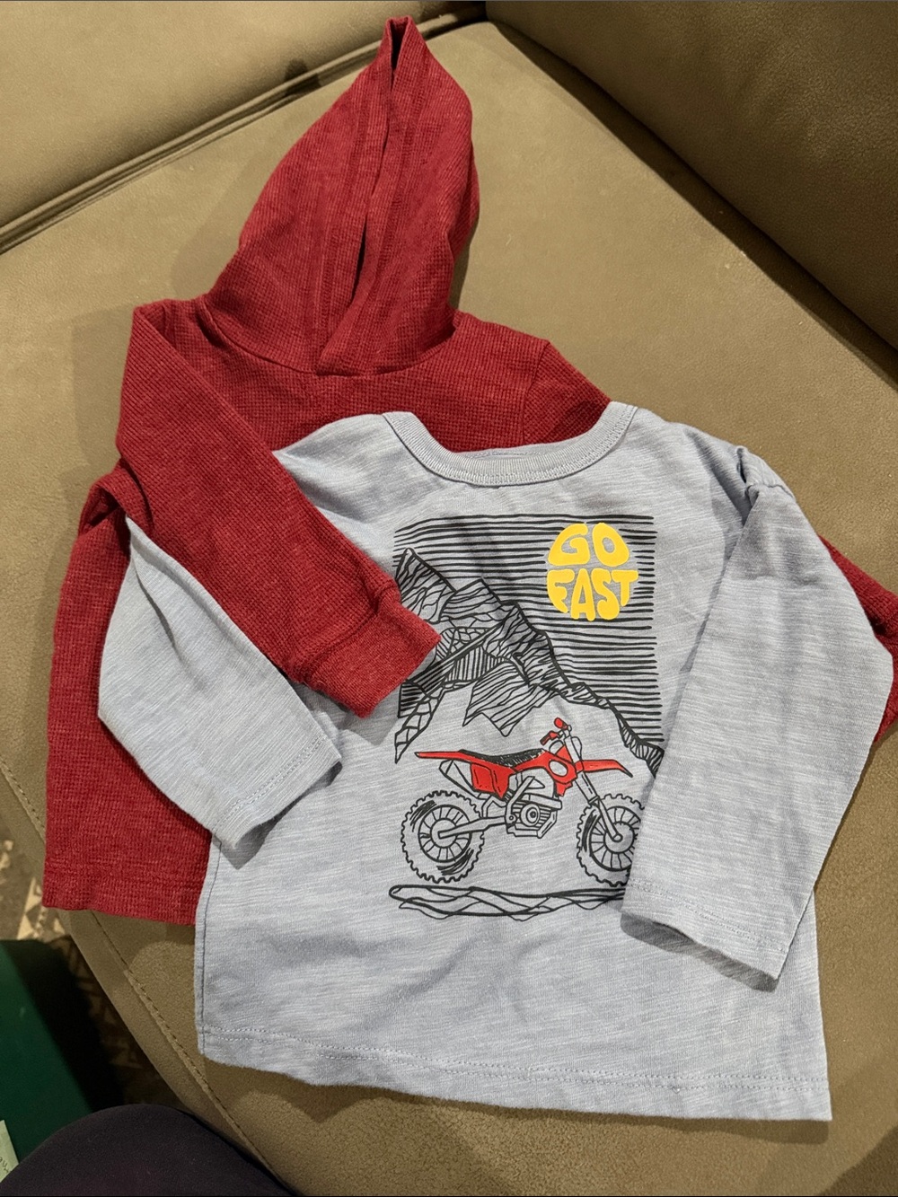 Garanimals Red Hooded Top & Gray Motorcycle Graphic Long-Sleeve Tee